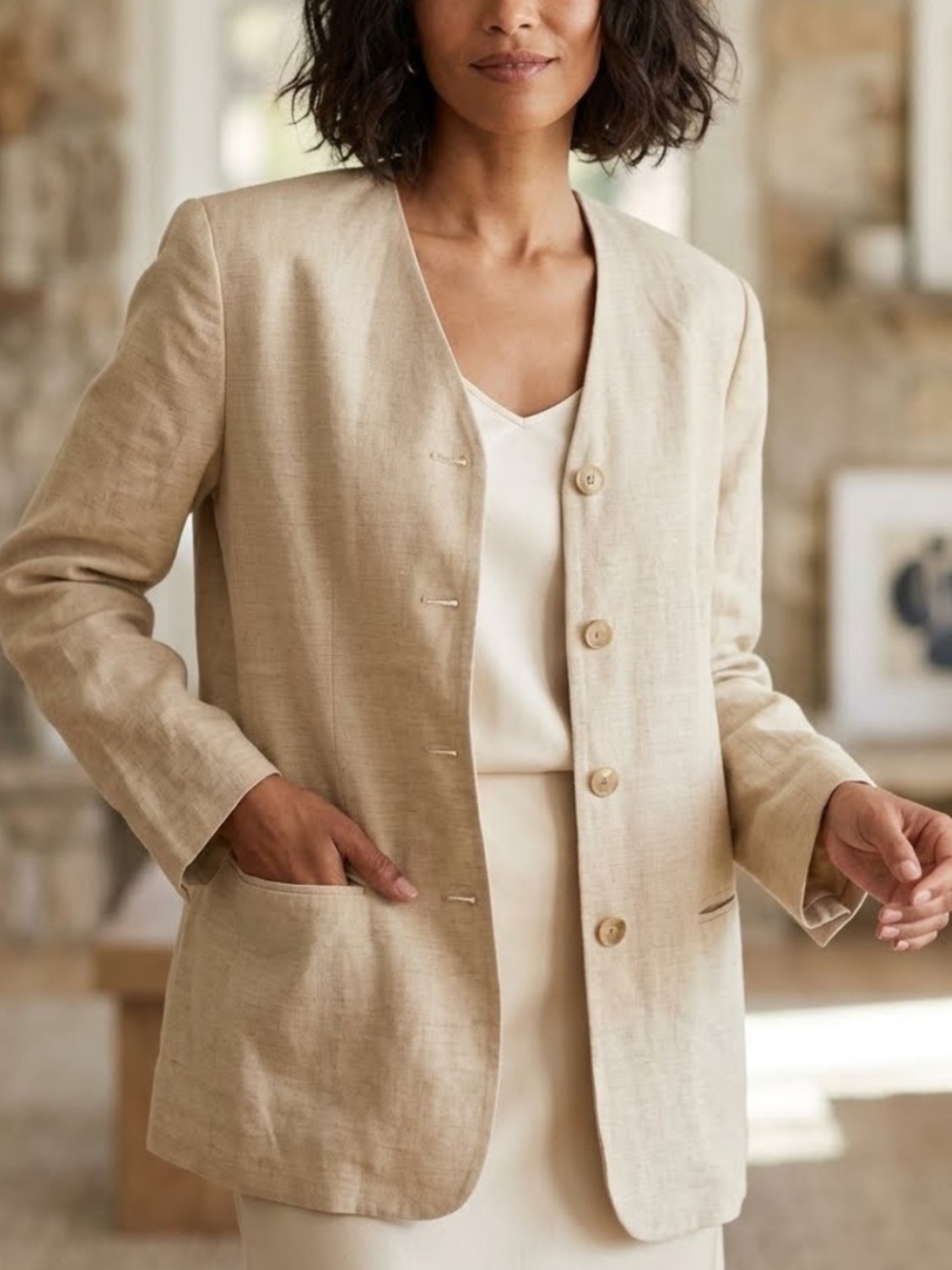 PENDLETON Linen Blend Boyfriend Blazer Vintage 90’s Size 12